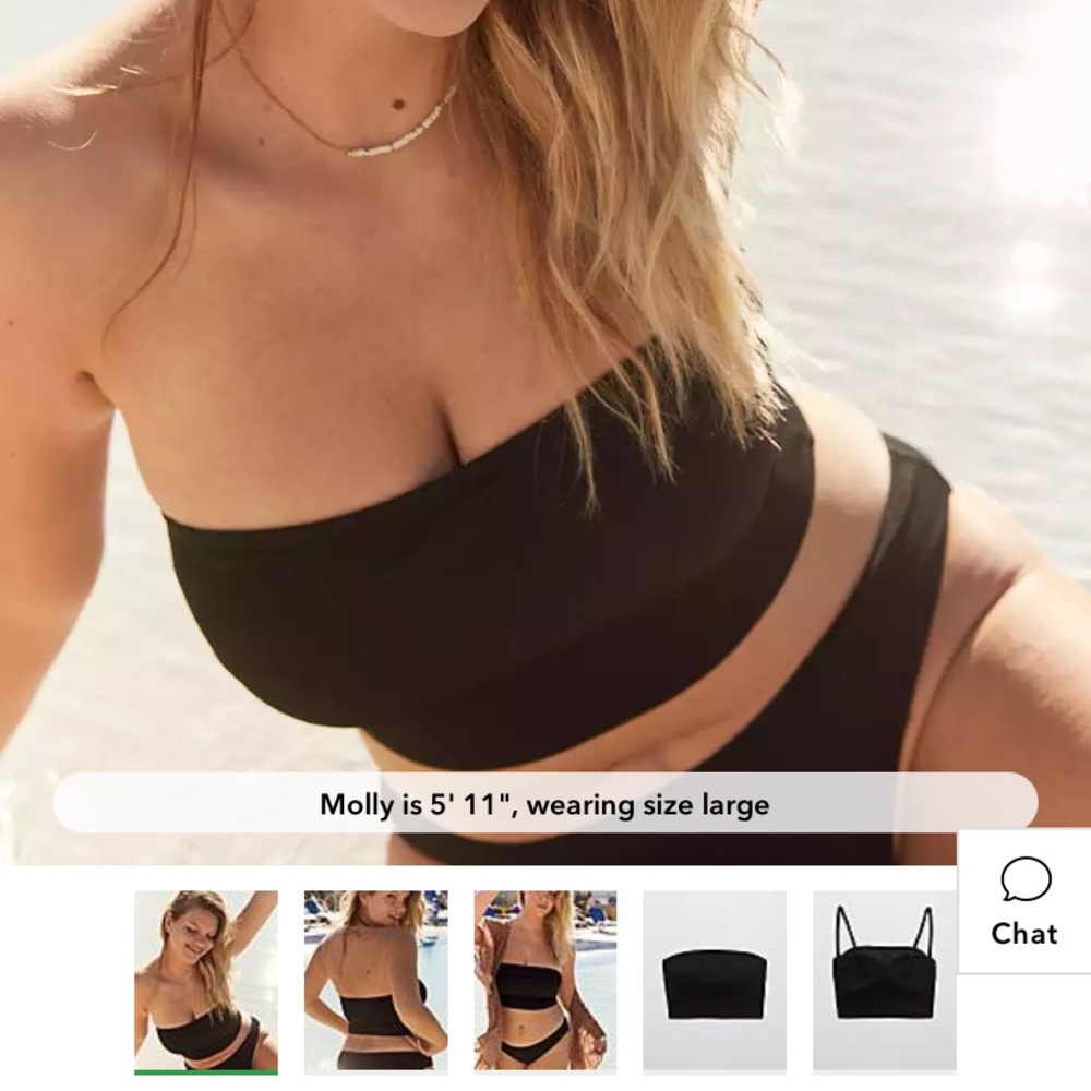 Aerie Black Ribbed Swim Top